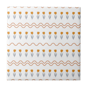 Preppy Groovy Streifen-Tulpen-Blumenmuster  Fliese