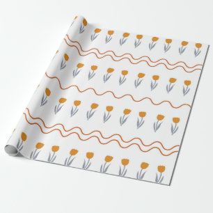 Preppy Groovy Streifen Tulpen Blumenmuster  Geschenkpapier