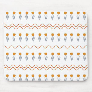 Preppy Groovy Streifen Tulpen Blumenmuster Mousepad