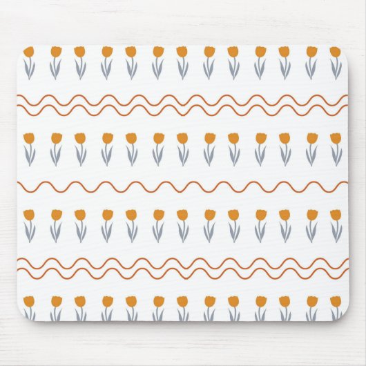 Preppy Groovy Stripe Tulip Blume Muster Mousepad (Vorne)