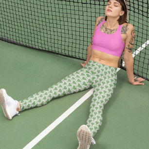 Preppy-Grün und Pink Gingham Pickleball Leggings