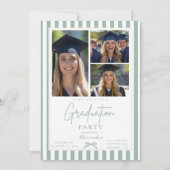 Preppy Grüner Bogen 4 Foto Abschlussfeier Einladung (Rückseite)