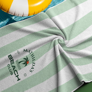 Preppy Grüner Vintage Beachclub Geburtstag Strandtuch