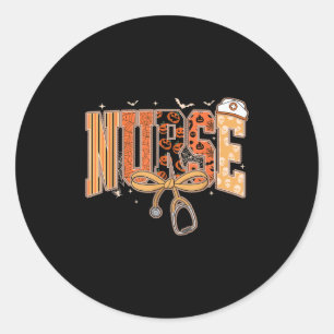 Preppy Halloween Spooky Nurse Coquette Bow Stethos Runder Aufkleber