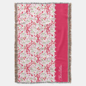 Preppy Hand Drawn Coquette Pink Red Bows Decke (Vorderseite Vertikal)