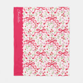 Preppy Hand Drawn Coquette Pink Red Bows Fleecedecke (Vorderseite)