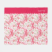 Preppy Hand Drawn Coquette Pink Red Bows Fleecedecke (Vorderseite (Horizontal))