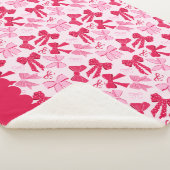 Preppy Hand Drawn Coquette Pink Red Bows Sherpadecke (3/4)