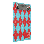 Preppy-Handstick-Argyle – Rot & Türkis Mini Klemmbrett (Schrägansicht)