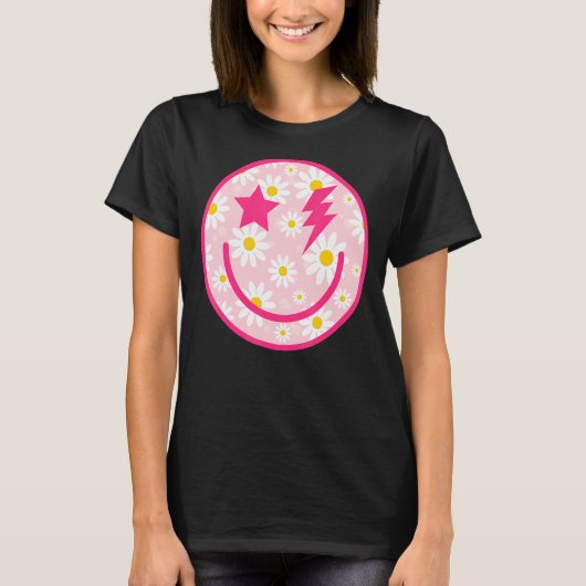 Preppy Happy Face Daisy Blume Smile Face Trendy T-Shirt (Vorderseite)