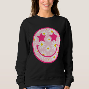 Preppy Happy Gesicht Gänseblümchen Blumen Lächeln  Sweatshirt