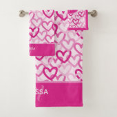 Preppy Hearts Pink Badhandtuch Set (Insitu)