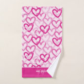 Preppy Hearts Pink Badhandtuch Set (Handtuch)
