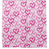 Preppy Hearts Pink Duschvorhang (Vorderseite)