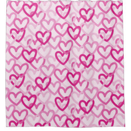 Preppy Hearts Pink Duschvorhang
