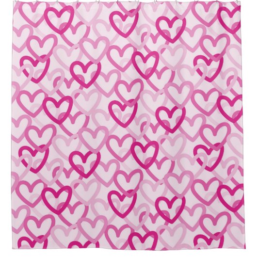 Preppy Hearts Pink Duschvorhang (Vorderseite)