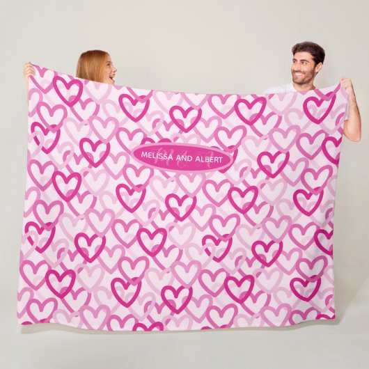 Preppy Hearts Pink Fleecedecke (Beispiel)