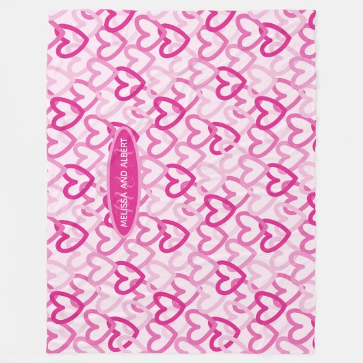 Preppy Hearts Pink Fleecedecke (Vorderseite)