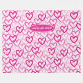 Preppy Hearts Pink Fleecedecke (Vorderseite (Horizontal))