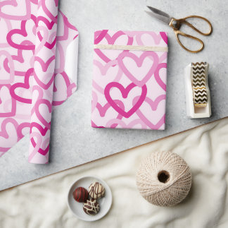 Preppy Hearts Pink Geschenkpapier
