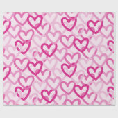 Preppy Hearts Pink Geschenkpapier (Flach)
