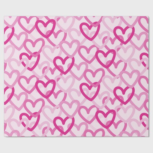 Preppy Hearts Pink Geschenkpapier (Flach)