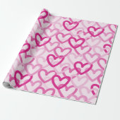 Preppy Hearts Pink Geschenkpapier (Ungerollt)