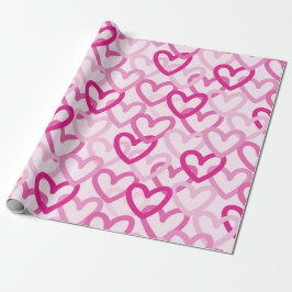Preppy Hearts Pink Geschenkpapier