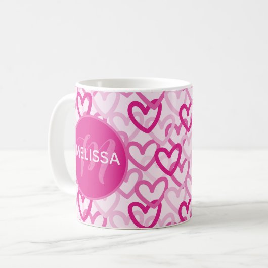 Preppy Hearts Pink Kaffeetasse (Vorderseite Links)