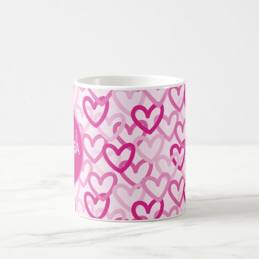 Preppy Hearts Pink Kaffeetasse (Mittel)