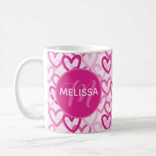 Preppy Hearts Pink Kaffeetasse (Links)