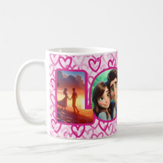 Preppy Hearts Pink - LOVE Kaffeetasse (Links)