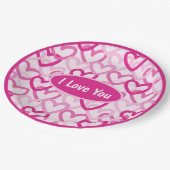 Preppy Hearts Pink Pappteller (Schrägansicht)