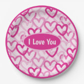 Preppy Hearts Pink Pappteller (Vorderseite)