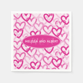 Preppy Hearts Pink Serviette