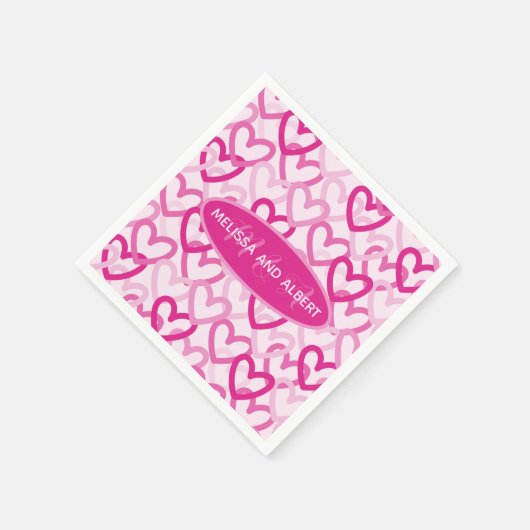Preppy Hearts Pink Serviette (Ecke)