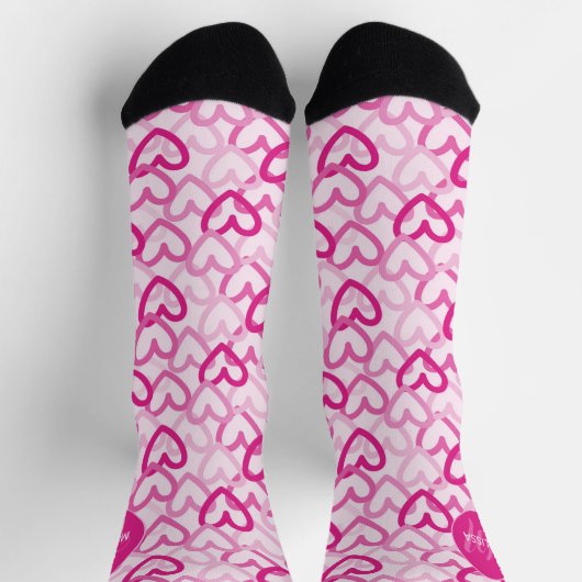 Preppy Hearts Pink Socken (Oben)