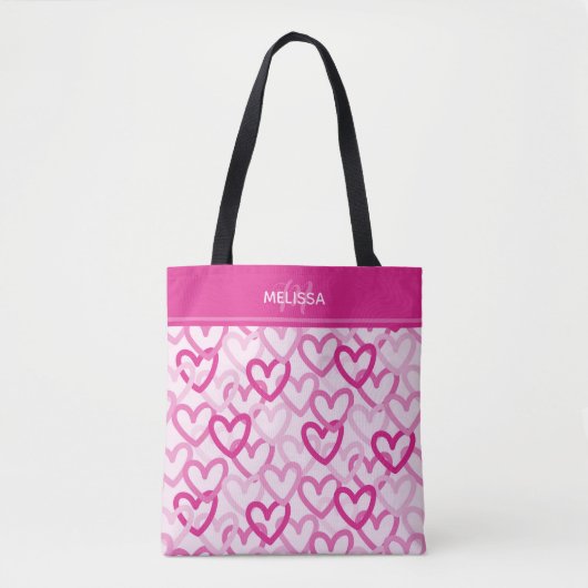 Preppy Hearts Pink Tasche (Vorderseite)