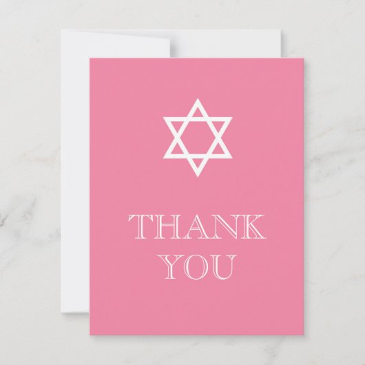 Preppy Hebrew Dankeschön Card - Rosa Dankeskarte (Vorderseite)