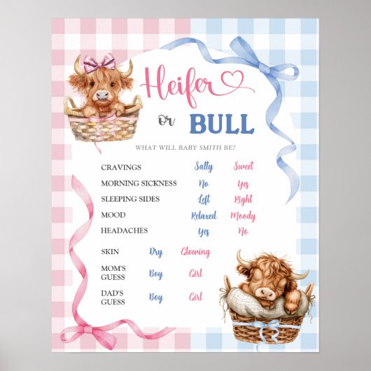 Preppy Heifer oder Bull Gender Reveal Old Wive Tal Poster (Vorne)