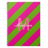 Preppy heißes Rosa u. Limones grünes gestreiftes Notizblock (Vorderseite)