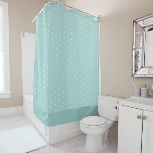 Preppy hellblau Tiny Polka Dots Pattern Duschvorhang (Beispiel)