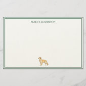 Preppy Hellgrün Gestreift Golden Retriever Briefpapier (Vorderseite)