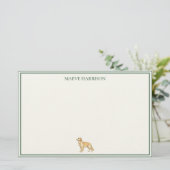 Preppy Hellgrün Gestreift Golden Retriever Briefpapier (Stehend Vorderseite)