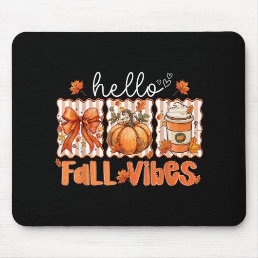 Preppy Hello Fall Vibes Coquette Latte Pumpkin Tha Mousepad (Vorne)