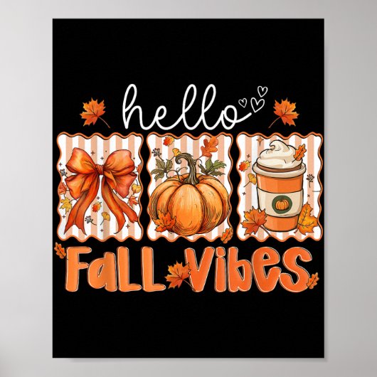 Preppy Hello Fall Vibes Coquette Latte Pumpkin Tha Poster (Vorne)