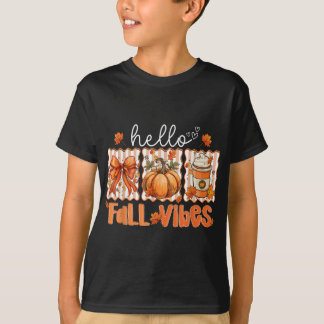 Preppy Hello Fall Vibes Coquette Latte Pumpkin Tha T-Shirt