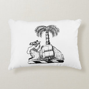 Preppy Heraldic Camel Palm Tree Coat of Arms Dekokissen