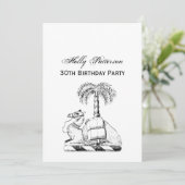Preppy Heraldic Camel Palm Tree Coat of Arms Einladung (Stehend Vorderseite)