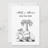 Preppy Heraldic Camel Palm Tree Coat of Arms Einladung (Vorderseite)